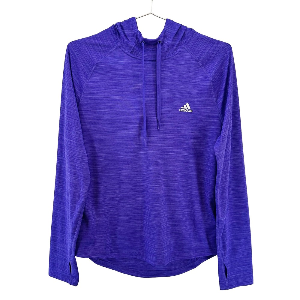 ADIDAS Climate Hooded Pullover Long Sleeve Running Top • Medium • purple